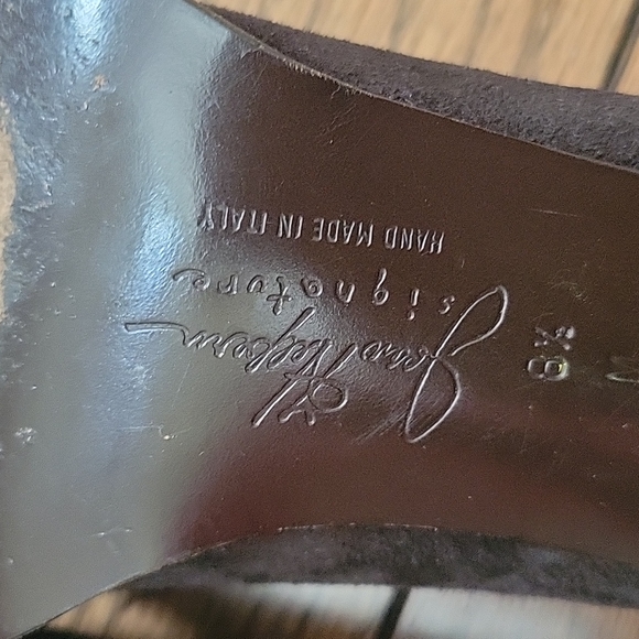 VINTAGE JOAN HEPBURN PUMPS METALLIC BROWN LEATHER / SUEDE ITALY SIZE 8.5 M - Picture 8 of 14